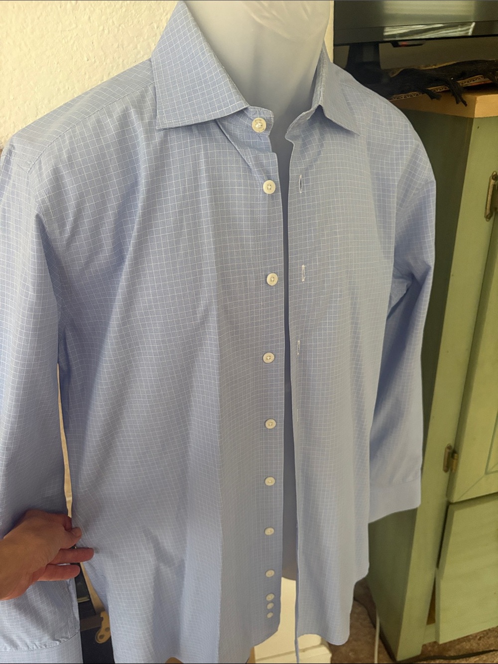 JB Workwear Men’s Blue Check Button Down Dress Shirt